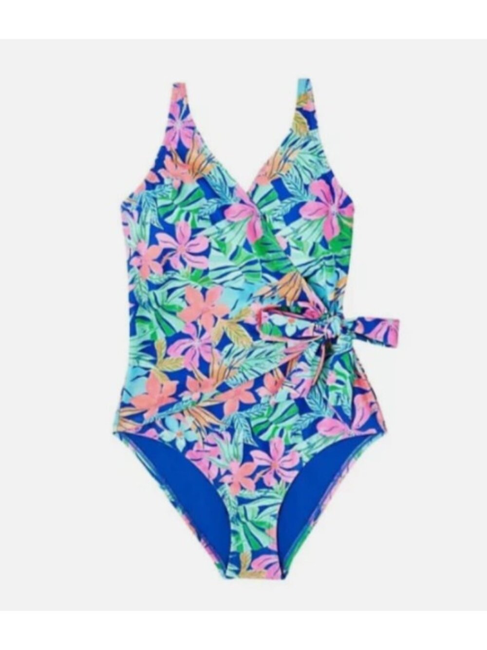 Member's Mark Women's Size XL Wrap-Style One-Piece Swimsuit Floral Tropical